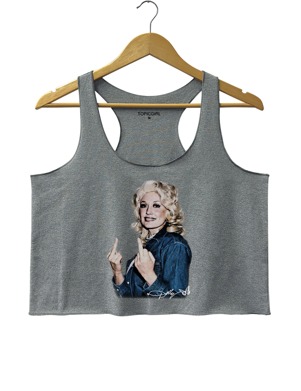 Vintage Dolly Parton Middle Finger Graphic Crop Tank Top