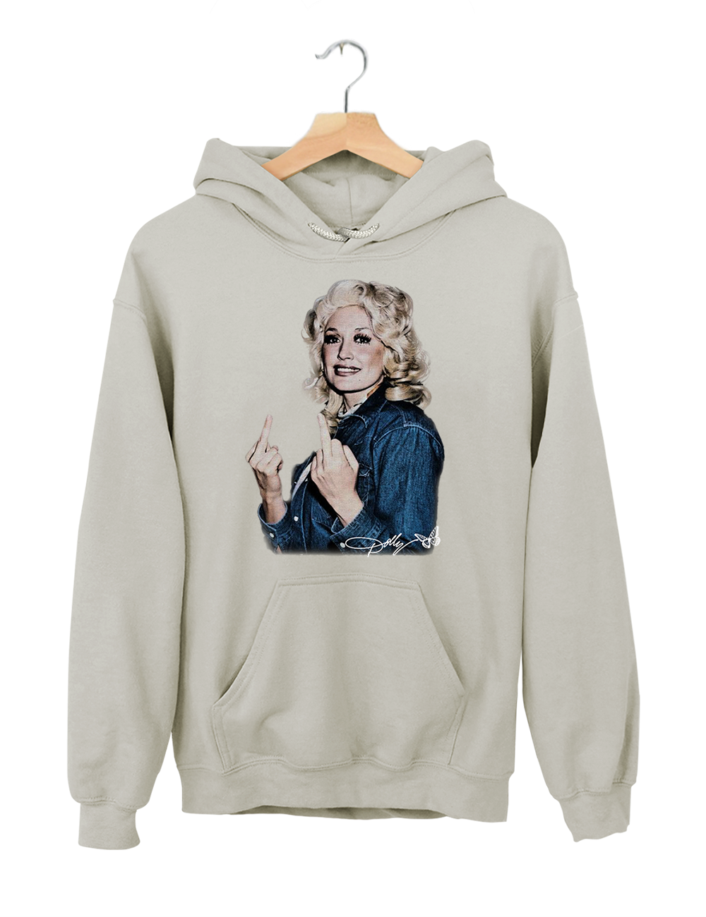 Vintage Dolly Parton Middle Finger Graphic Hoodie