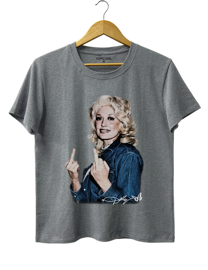 Vintage Dolly Parton Middle Finger Graphic Tee