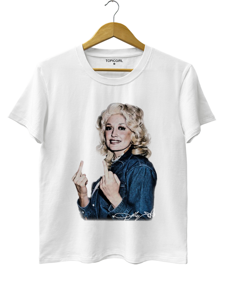 Vintage Dolly Parton Middle Finger Graphic Tee