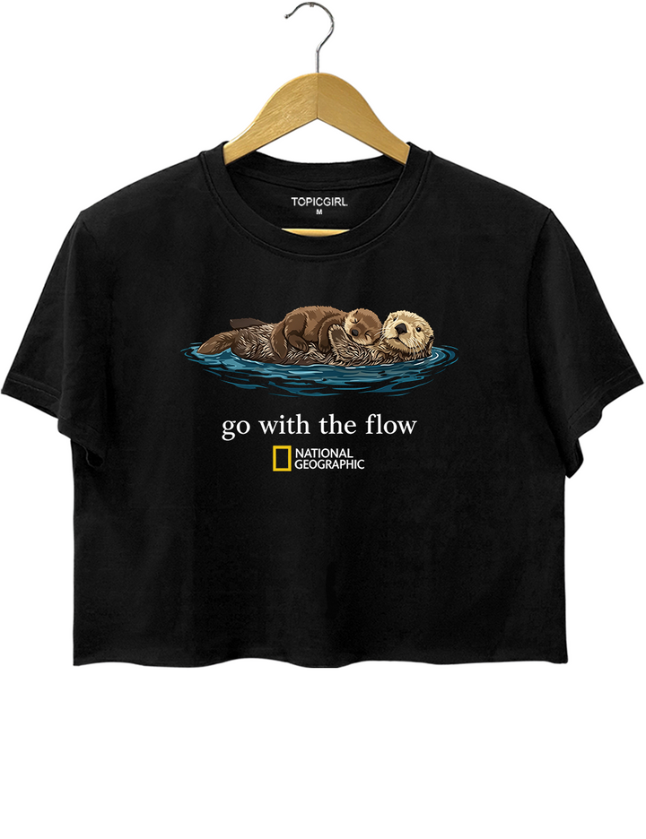 Go With The Flow Otter Nature Graphic Crop Top