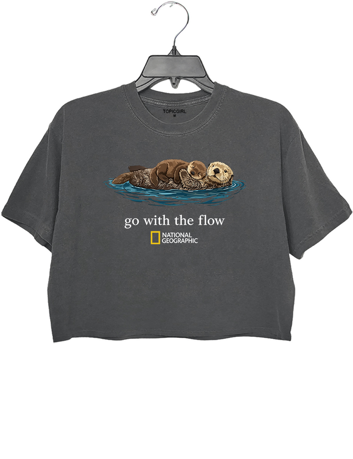Go With The Flow Otter Nature Graphic Crop Top