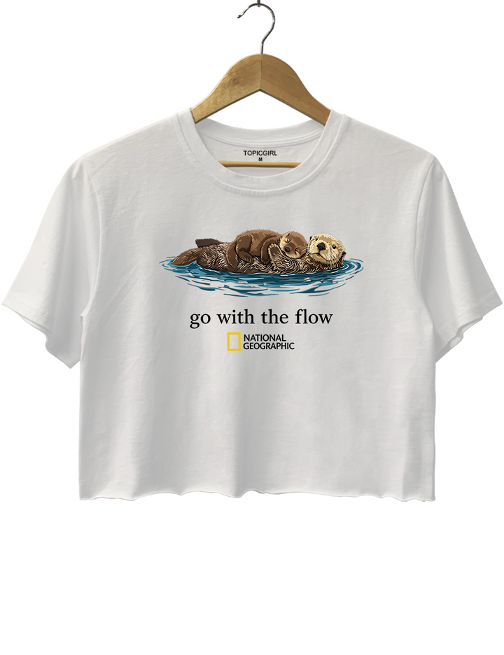 Go With The Flow Otter Nature Graphic Crop Top