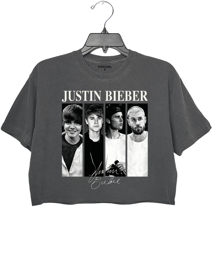 Justin Bieber Musical Journey Eras Vintage Crop Top