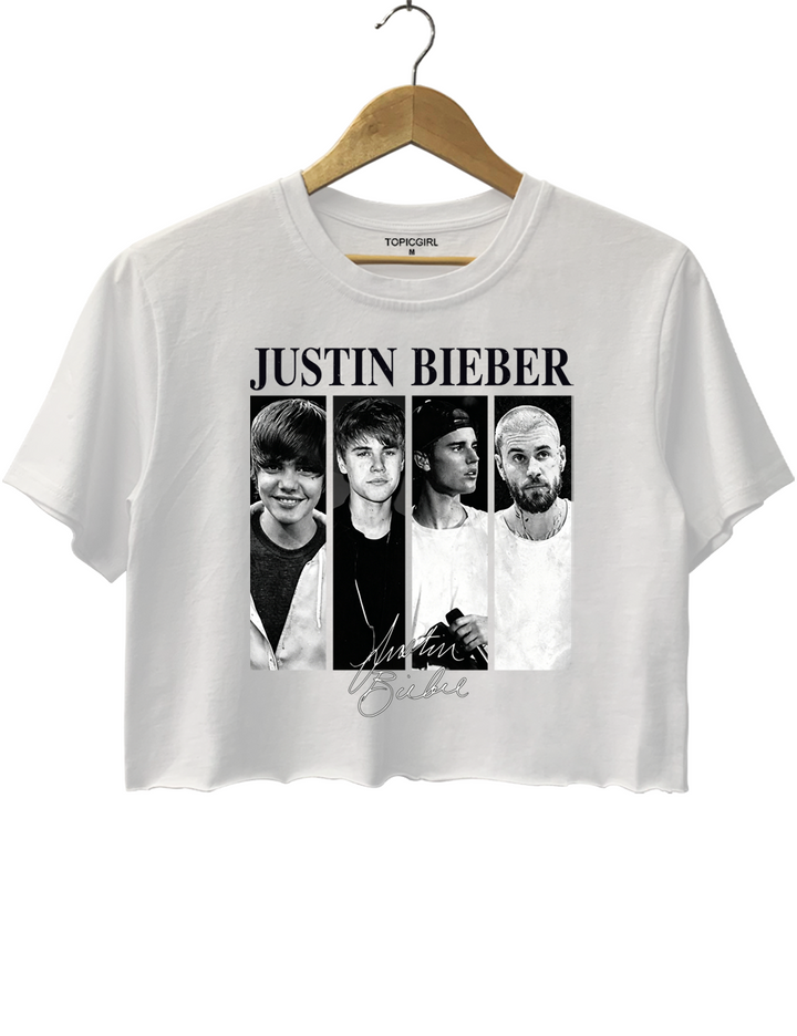 Justin Bieber Musical Journey Eras Vintage Crop Top