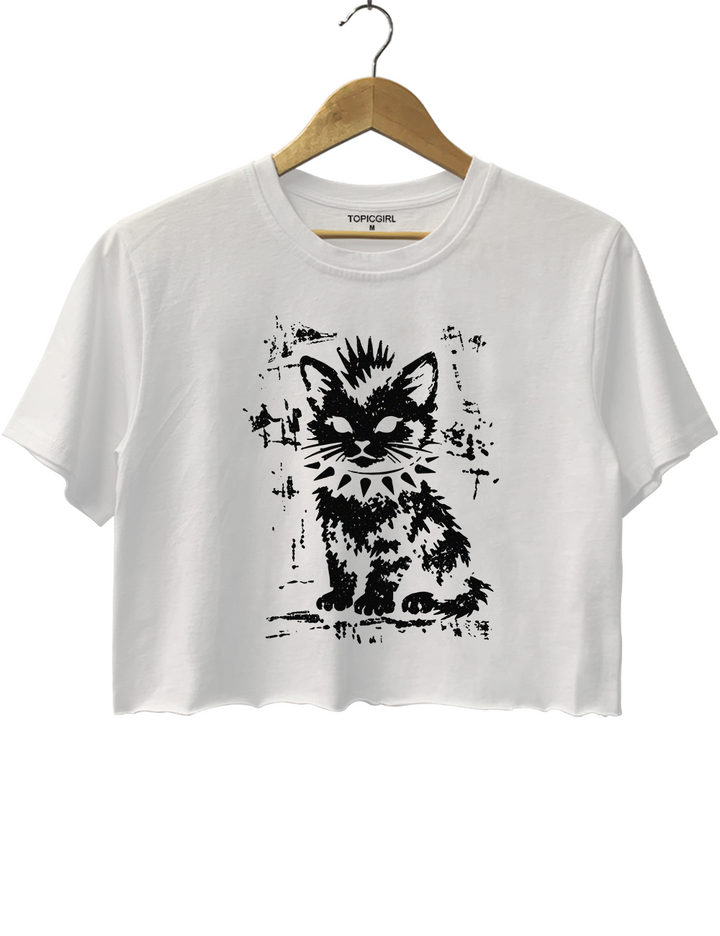 Vintage Punk Kitten Crop Top