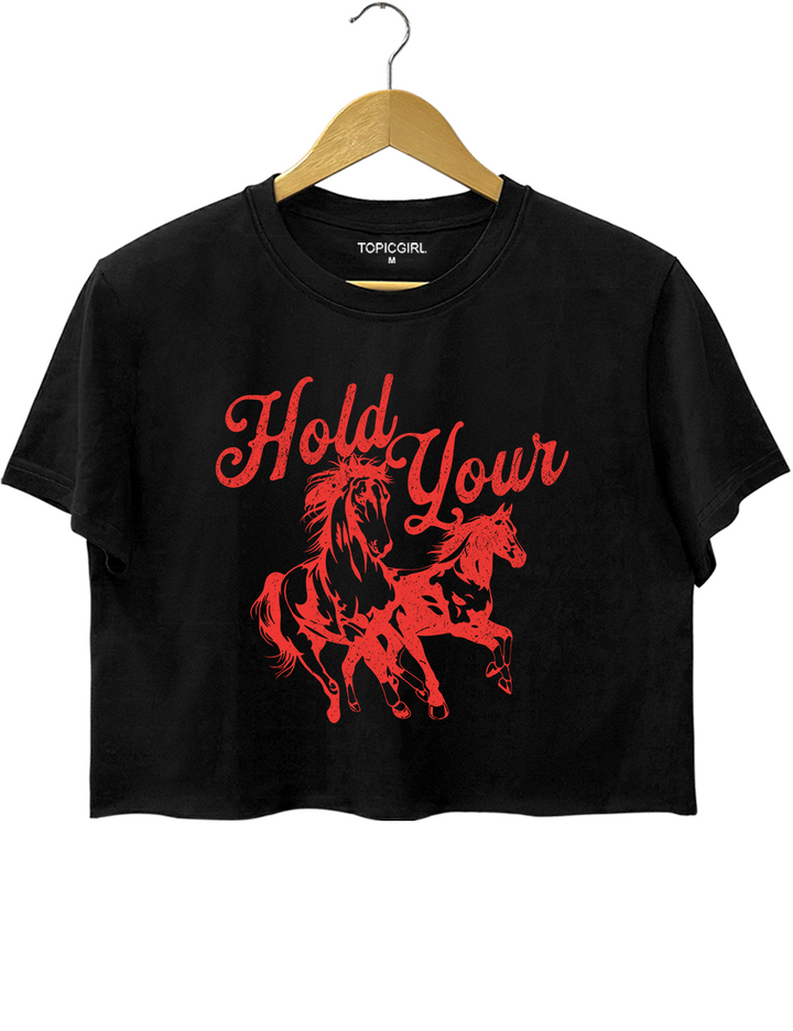 Hold Your Horses Trendy Cowgirl Crop Top