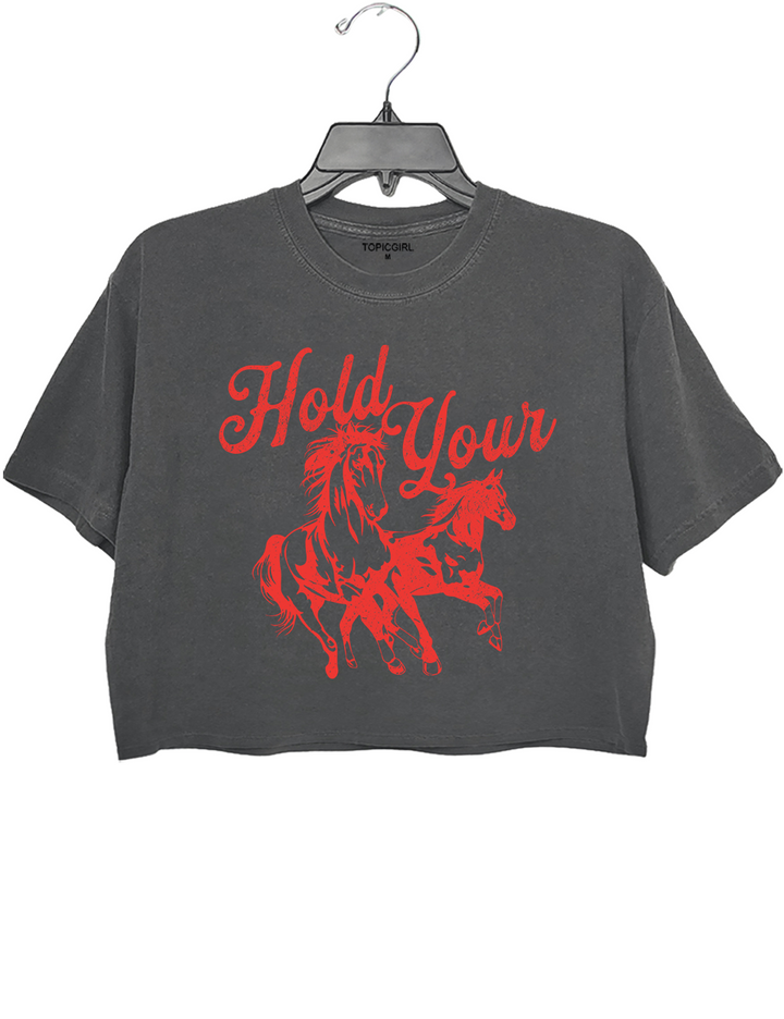 Hold Your Horses Trendy Cowgirl Crop Top