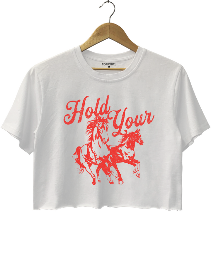 Hold Your Horses Trendy Cowgirl Crop Top