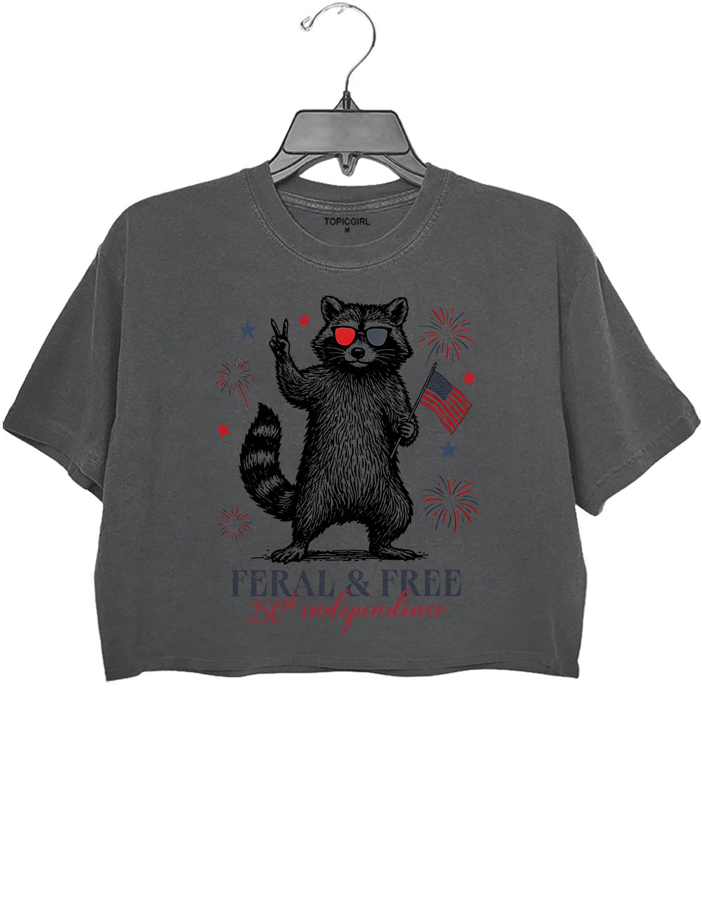 Feral &amp; Free Patriotic Raccoon Crop Top