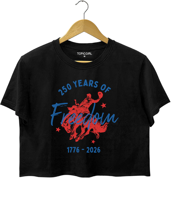250 Years Of Freedom Bucking Horse Crop Top