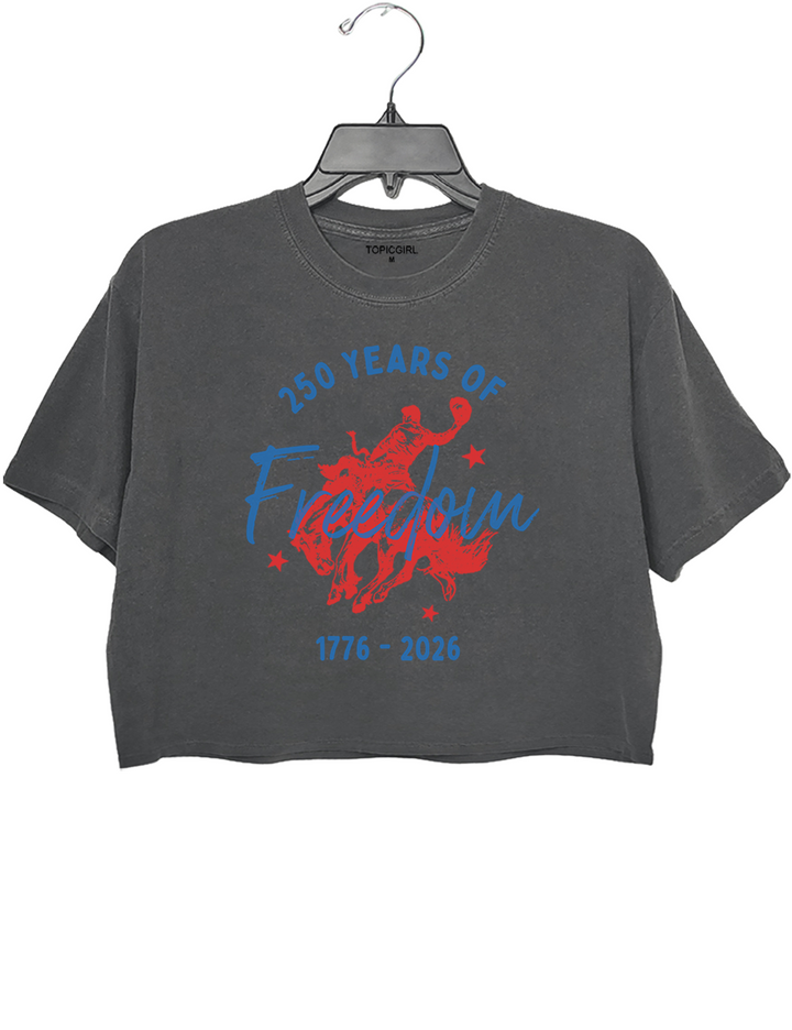 250 Years Of Freedom Bucking Horse Crop Top