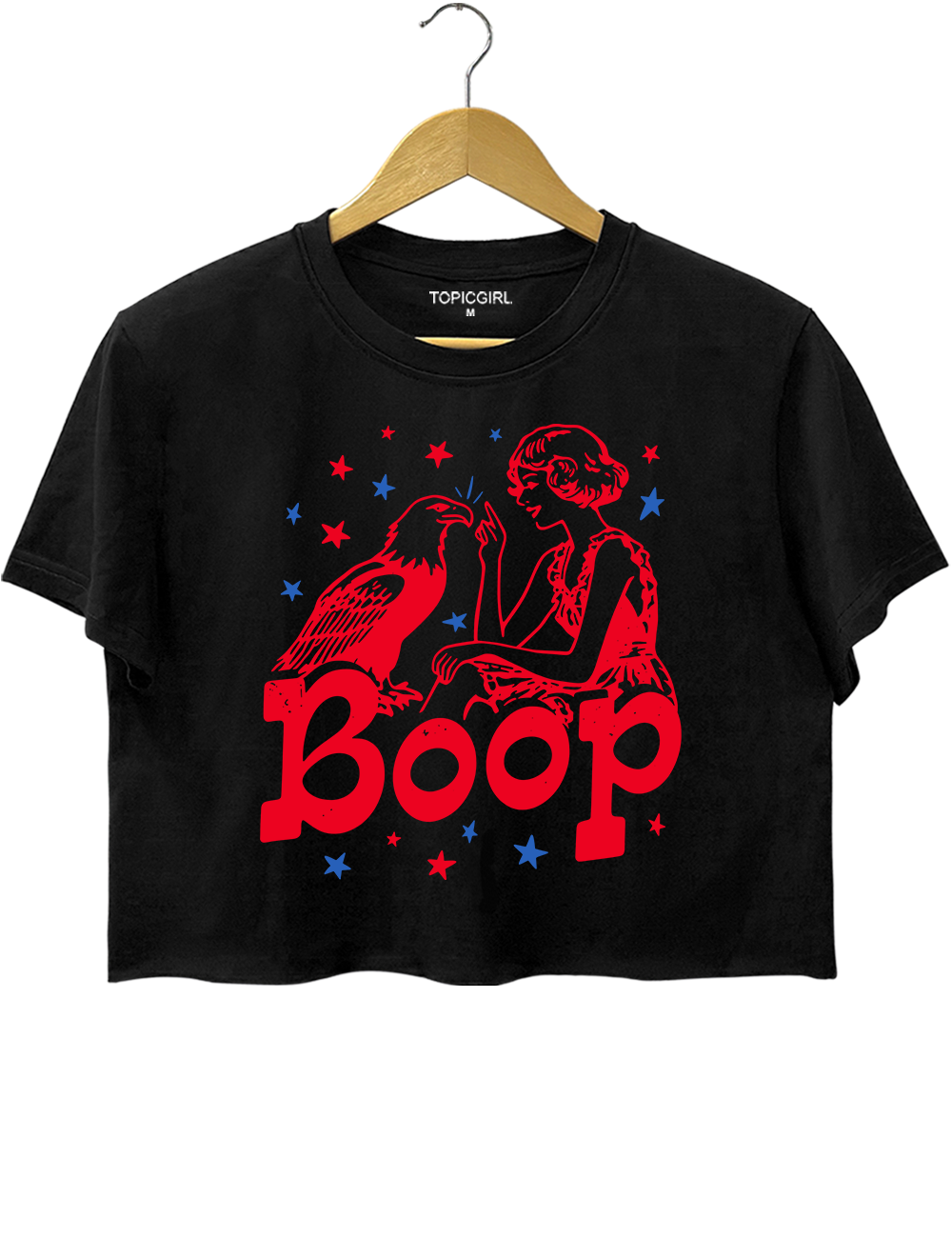 Funny Patriotic Vintage Girl Boop Eagle Graphic Crop Top