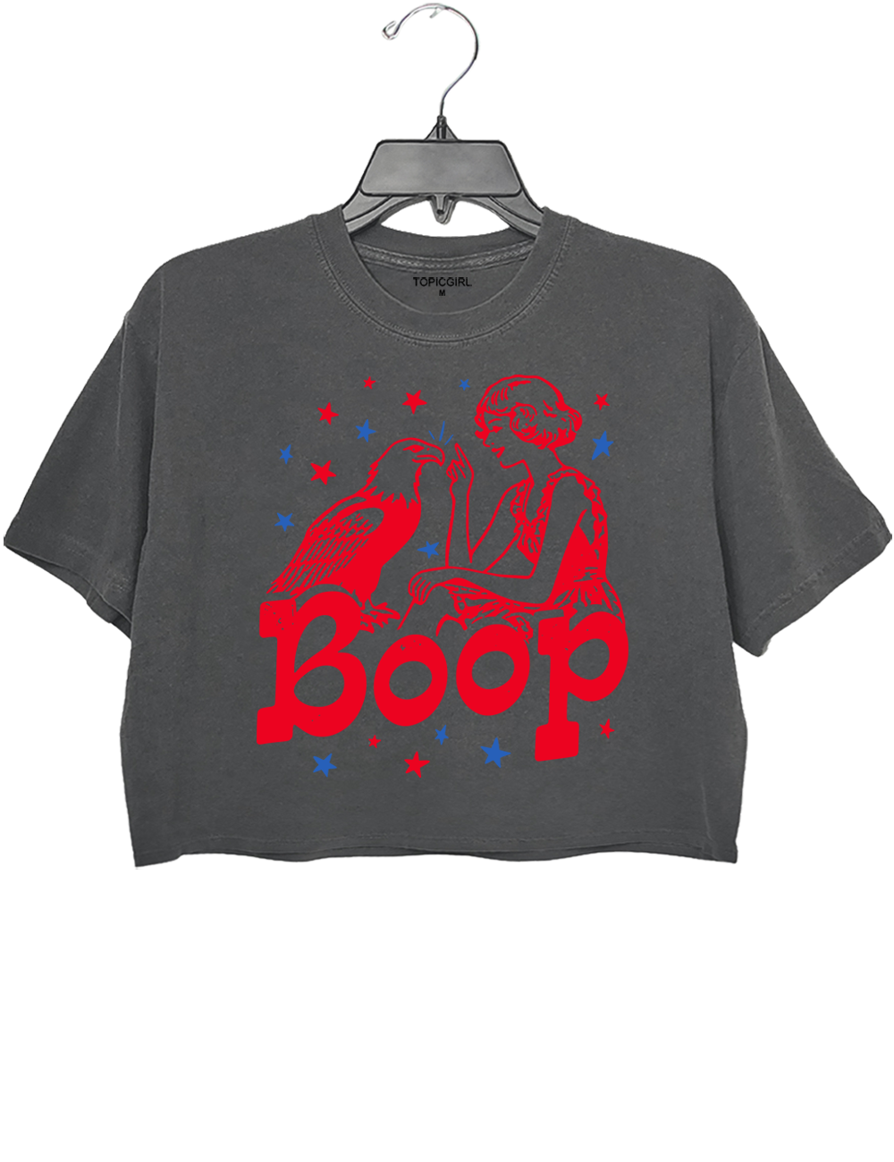 Funny Patriotic Vintage Girl Boop Eagle Graphic Crop Top