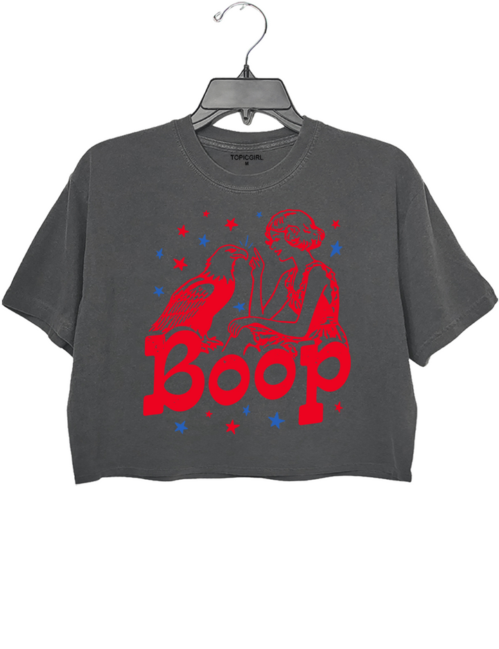 Funny Patriotic Vintage Girl Boop Eagle Graphic Crop Top