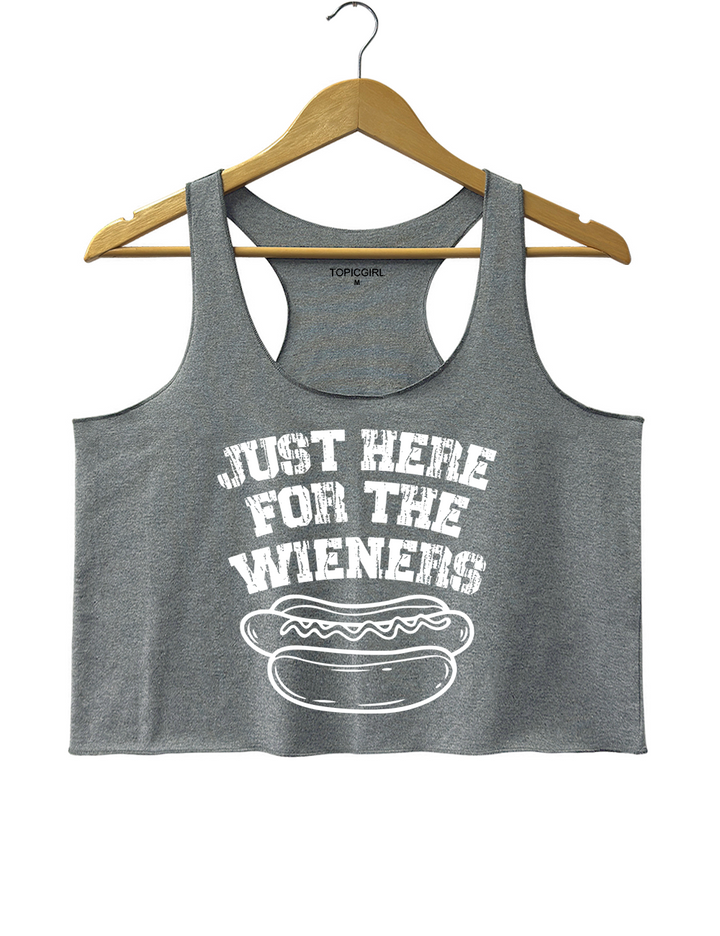Just Here For The Wieners July 4th Hot Dog Crop Tank Top