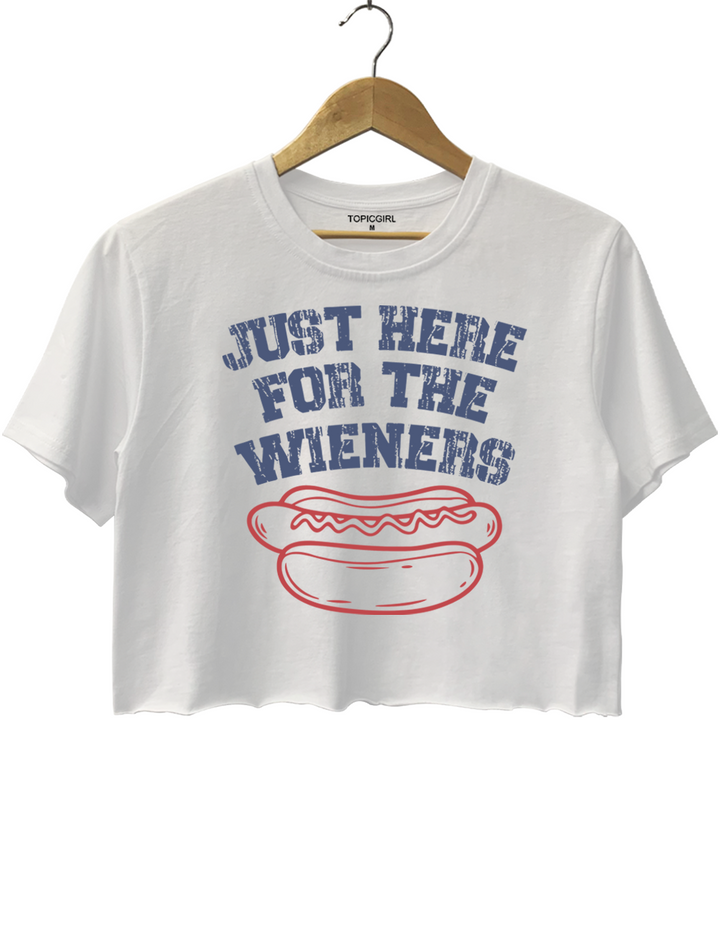 Just Here For The Wieners July 4th Hot Dog Crop Top