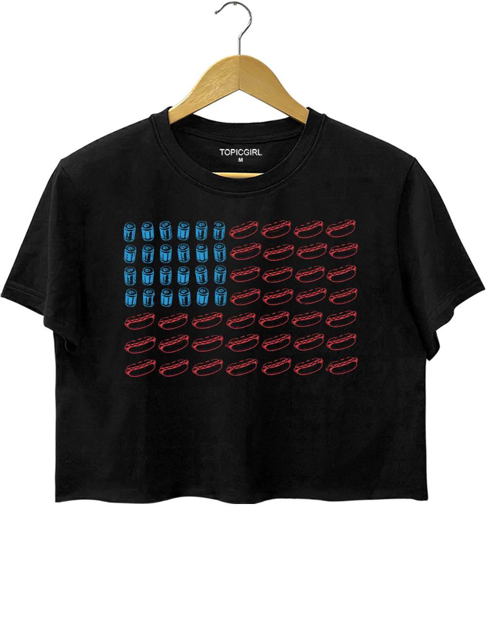 Hot Dog American Flag Crop Top
