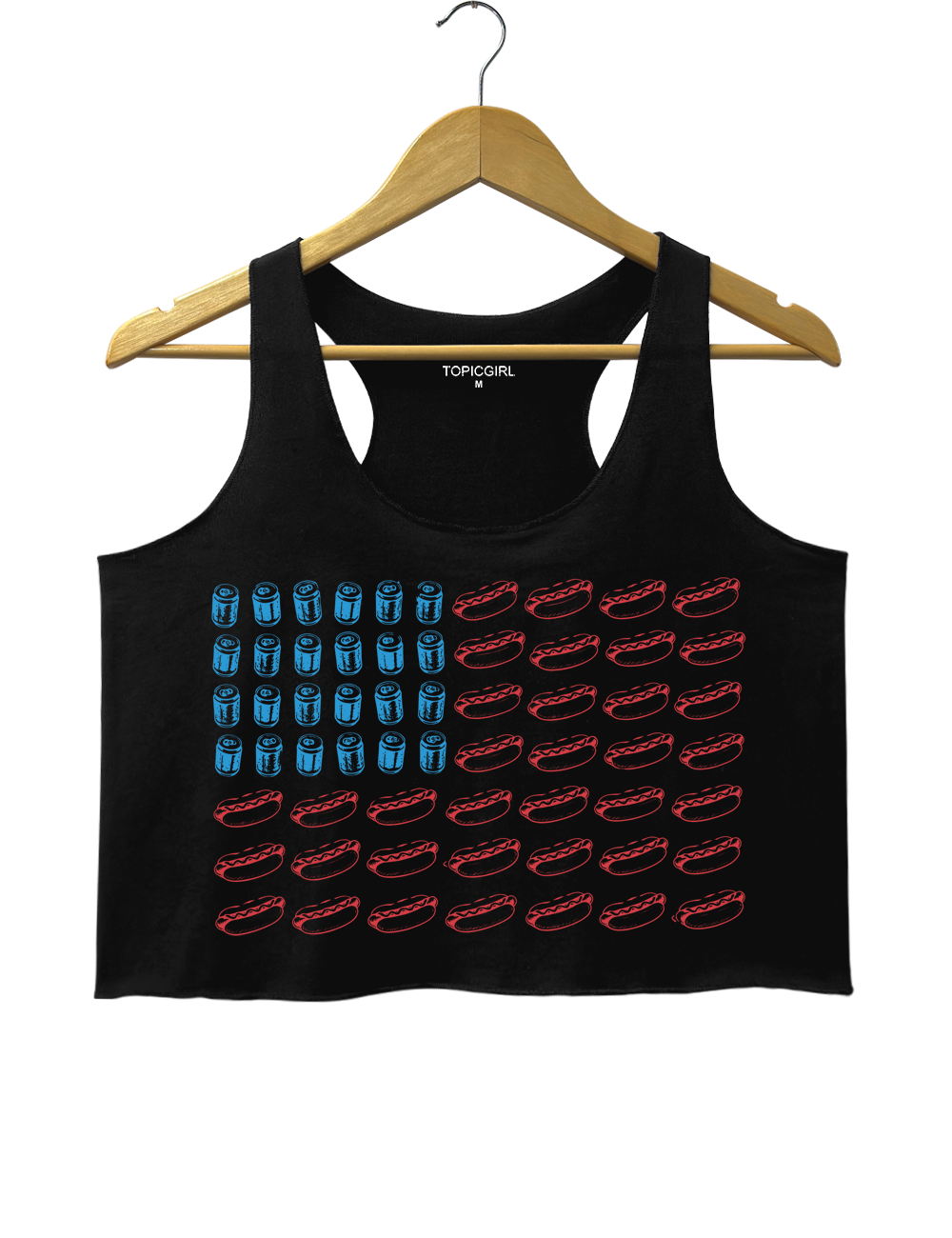 Hot Dog American Flag Crop Tank Top