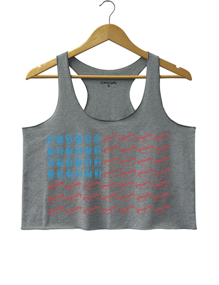Hot Dog American Flag Crop Tank Top