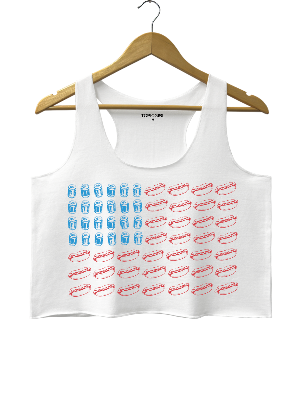 Hot Dog American Flag Crop Tank Top