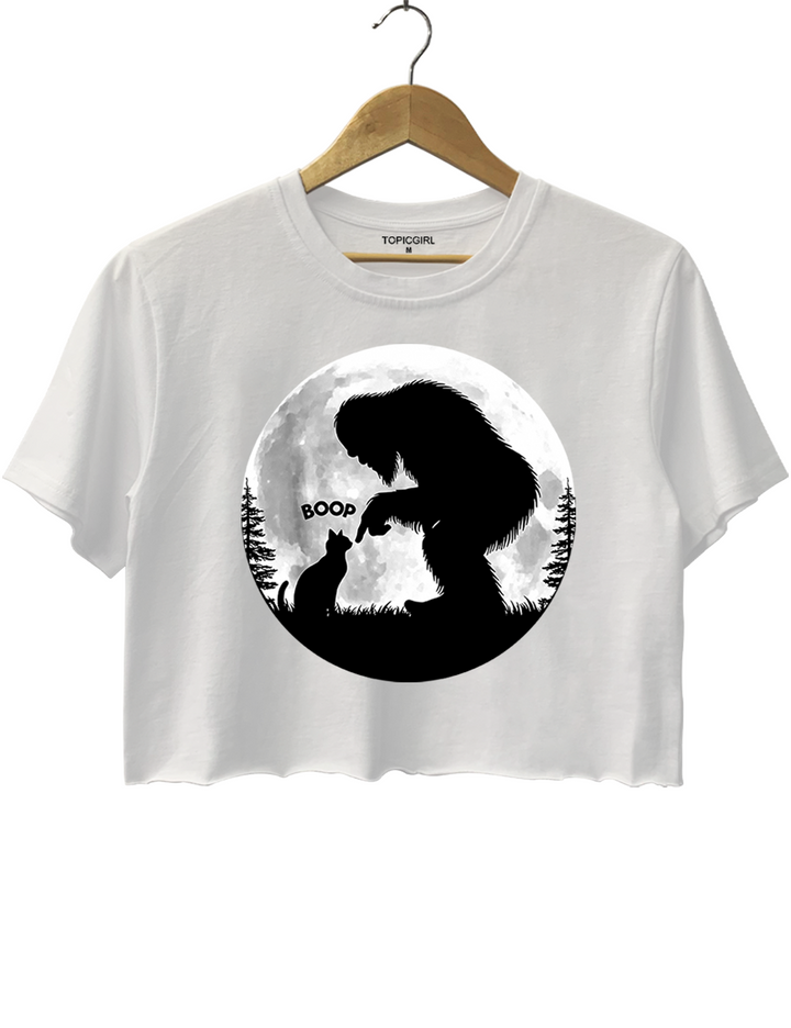 Funny Bigfoot Boop Cat Crop Top
