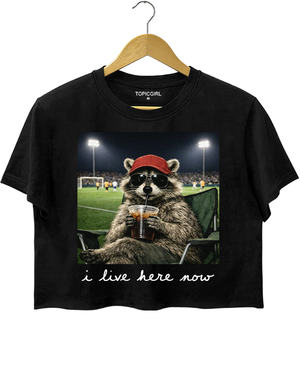 Funny Raccoon Soccer Crop Top