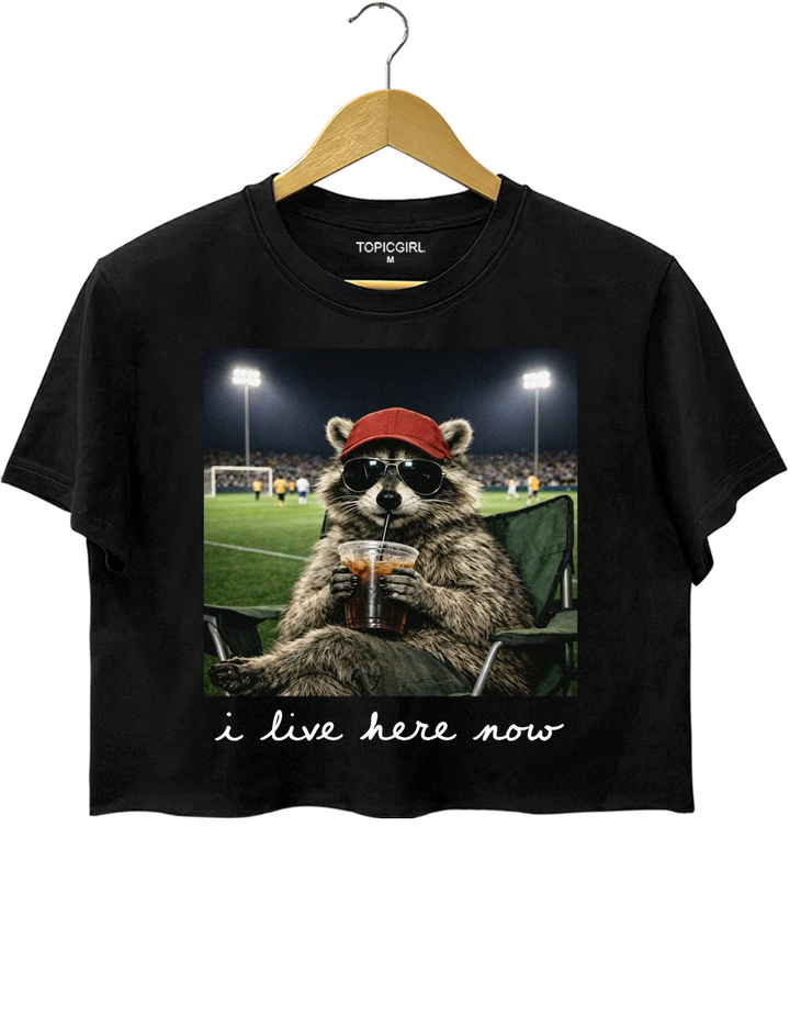 Funny Raccoon Soccer Crop Top