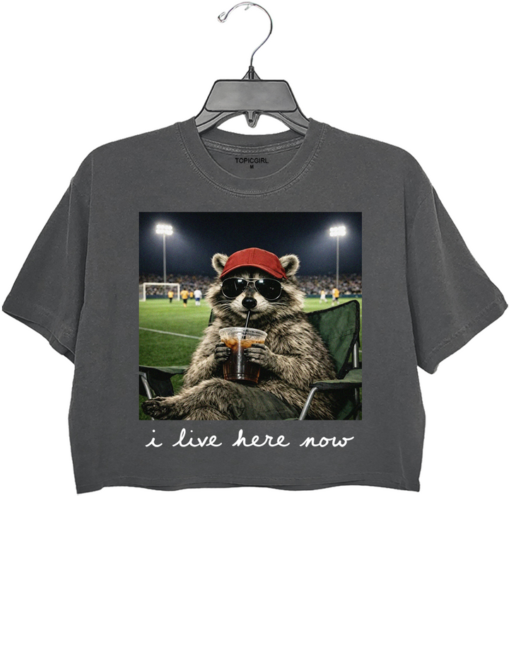 Funny Raccoon Soccer Crop Top