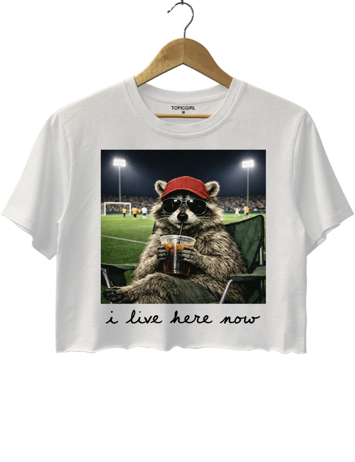 Funny Raccoon Soccer Crop Top