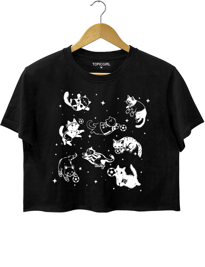Cute Cat Funny Soccer Crop Top