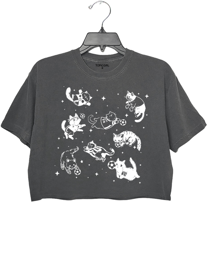 Cute Cat Funny Soccer Crop Top