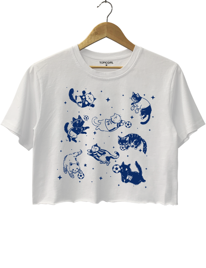 Cute Cat Funny Soccer Crop Top