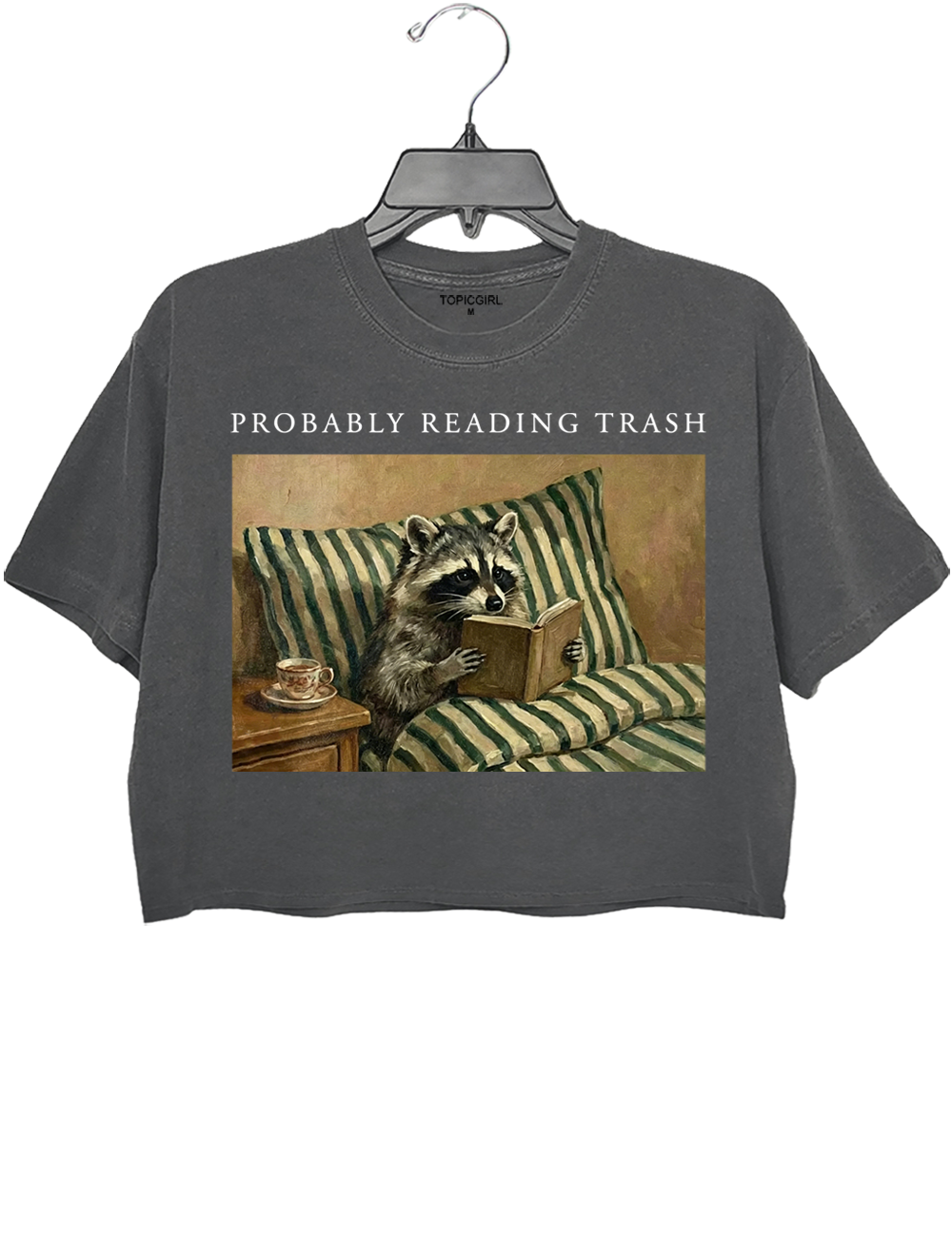 Probably Reading Trash Raccoon Crop Top