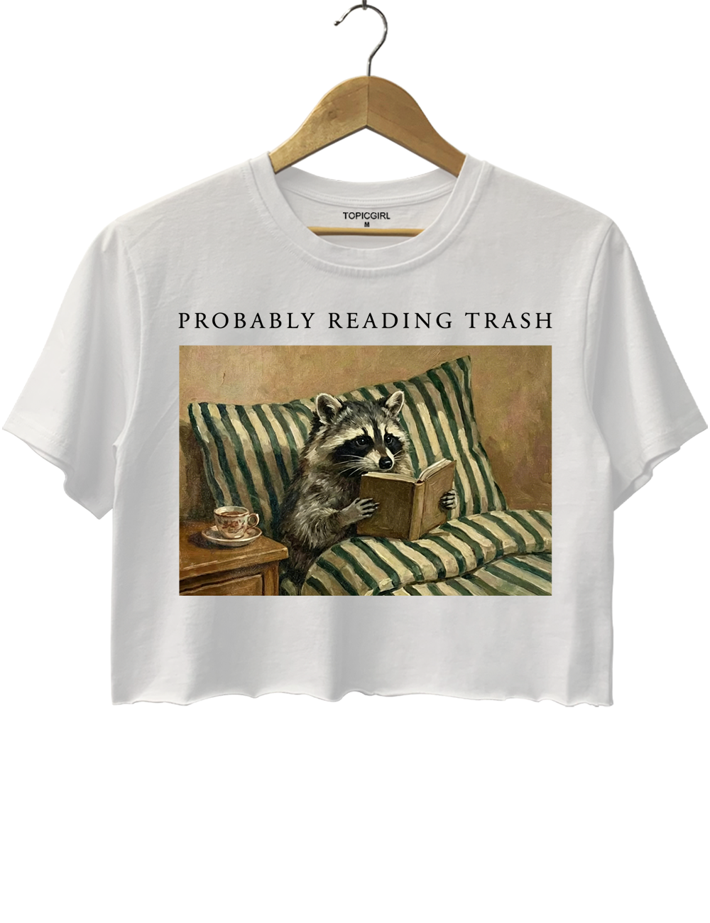 Probably Reading Trash Raccoon Crop Top