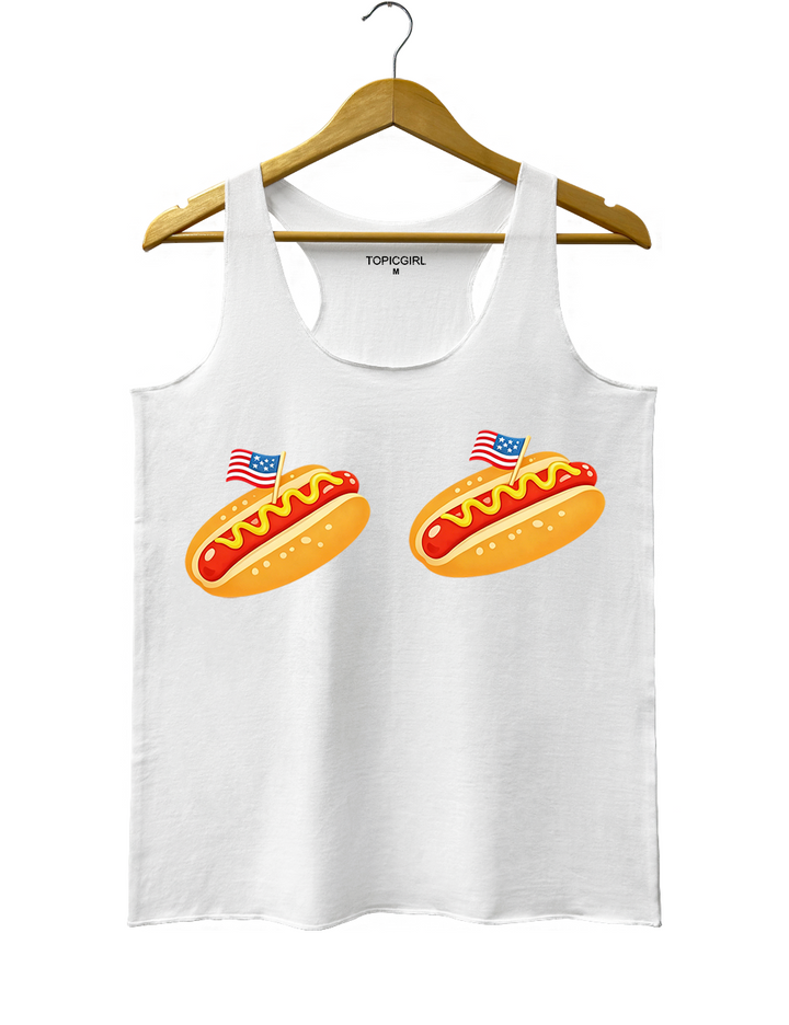 Retro Hot Dog Bikini 4th Of July Tank Top