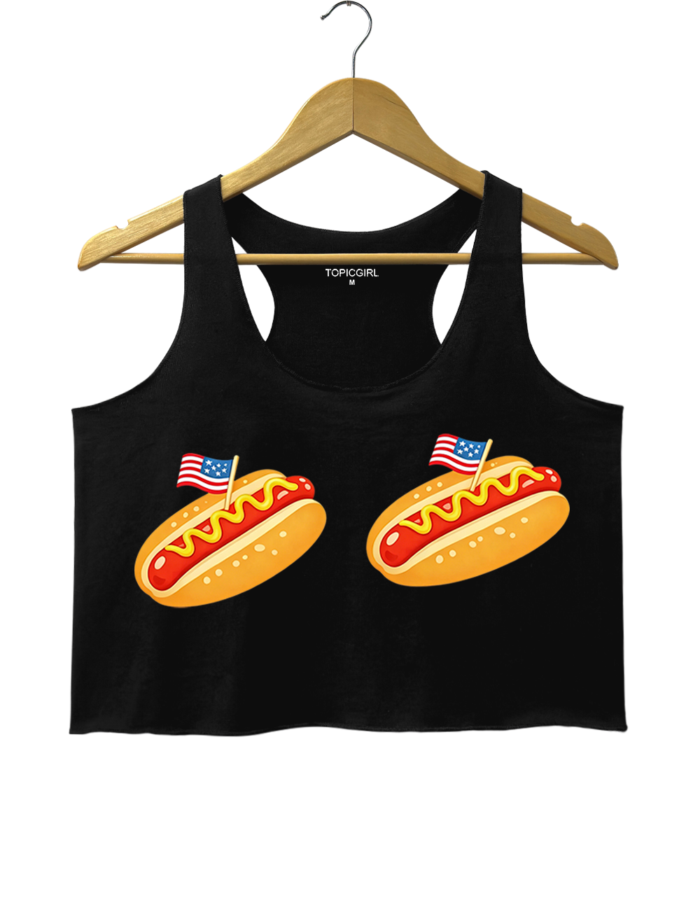 Retro Hot Dog Bikini 4th Of July Crop Tank Top