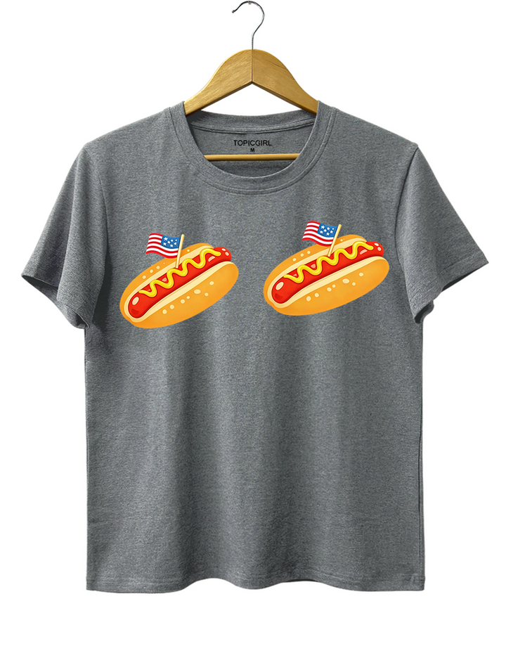 Retro Hot Dog Bikini 4th Of July Tee