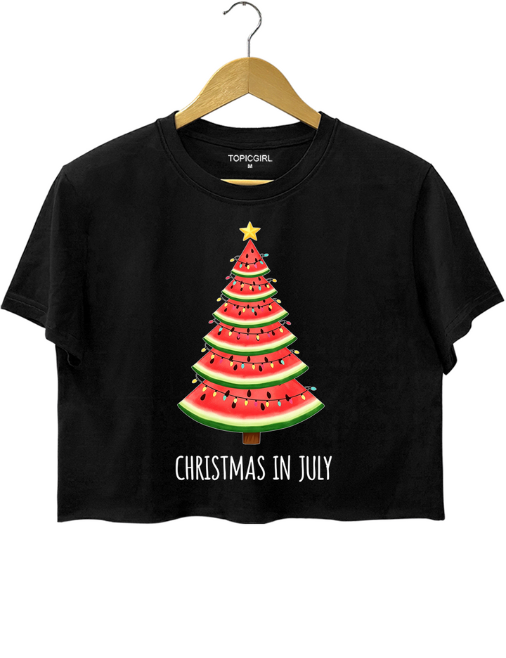 Christmas In July Summer Watermelon Tree Crop Top