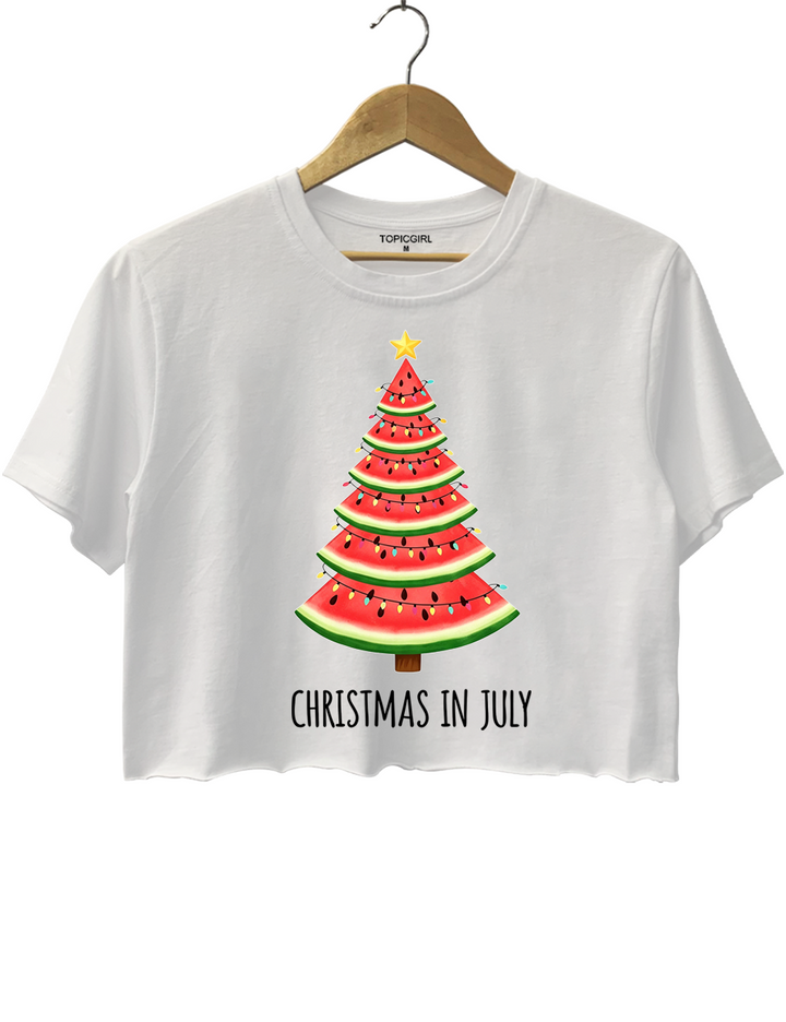 Christmas In July Summer Watermelon Tree Crop Top