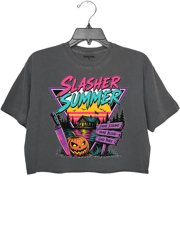 Slasher Summer Retro Horror Camp Crop Top