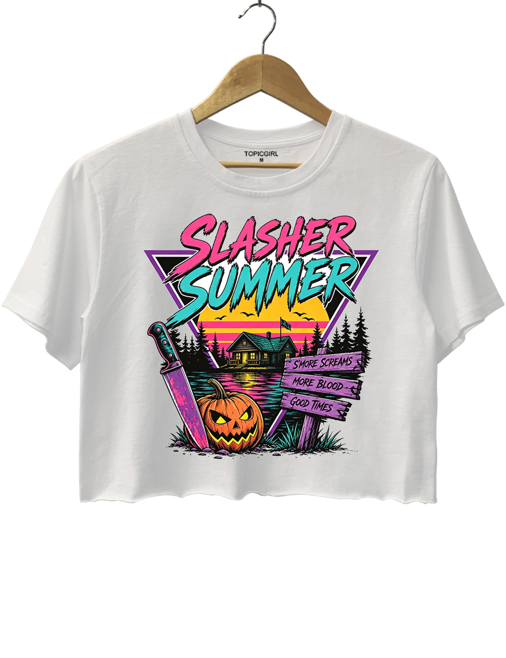 Slasher Summer Retro Horror Camp Crop Top