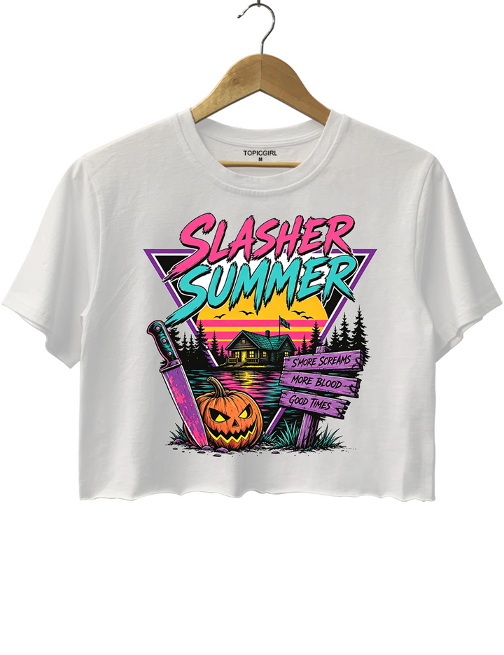 Slasher Summer Retro Horror Camp Crop Top