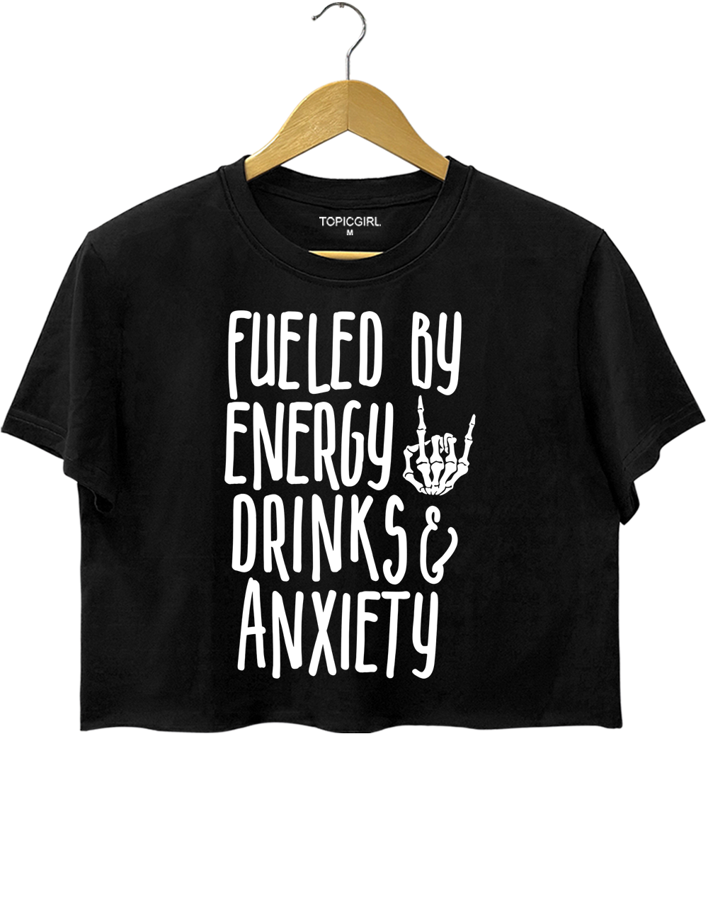 Fueled By Energy Drinks And Anxiety Crop Top