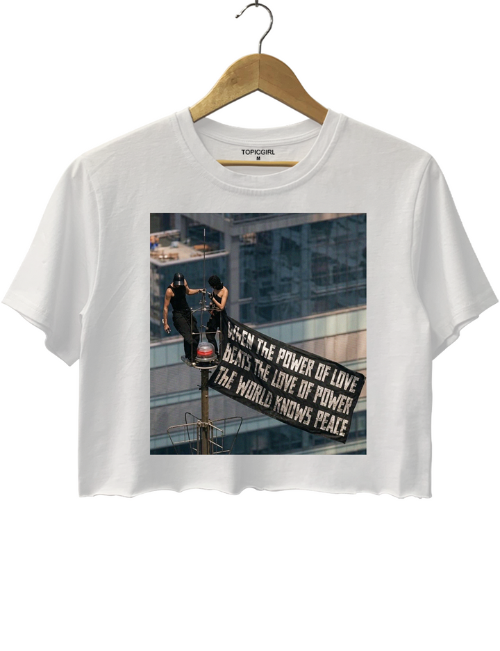 When The Power Of Love Beats The Love Of Power World Knows Peace Crop Top