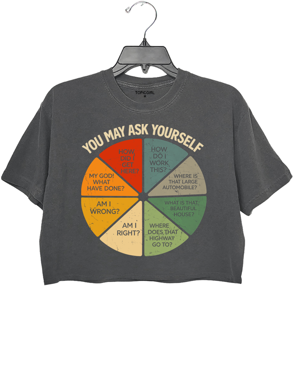 Vintage Ask Yourself Retro Pie Chart 80s Music Crop Top