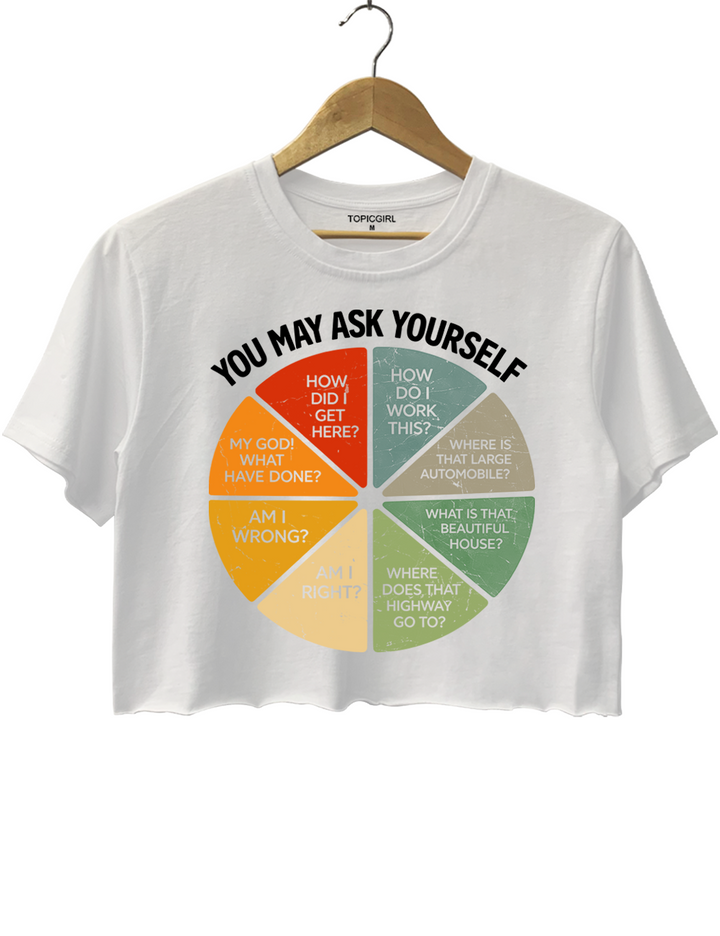 Vintage Ask Yourself Retro Pie Chart 80s Music Crop Top