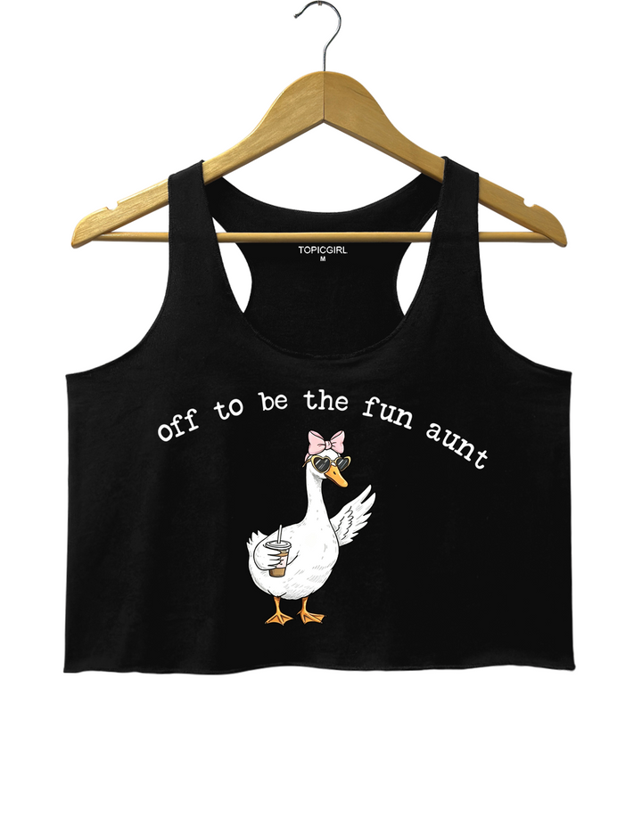 Funny Aunt Goose Crop Tank Top