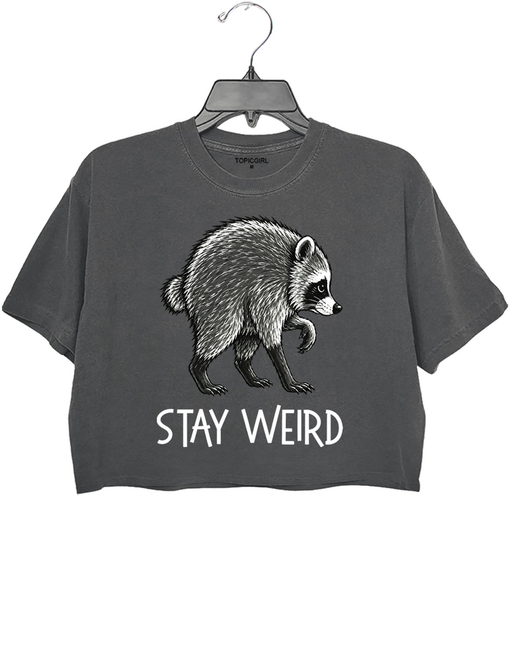 Jimothy Raccoon Stay Weird Crop Top