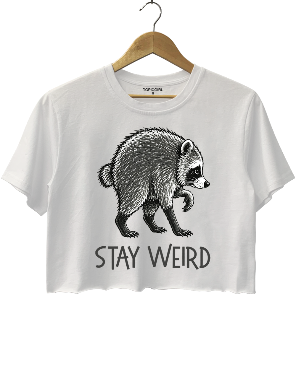 Jimothy Raccoon Stay Weird Crop Top